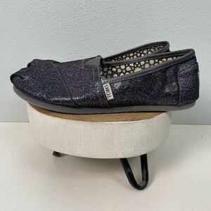 TOMS Black Glitter Slip-Ons Size 8 EUC